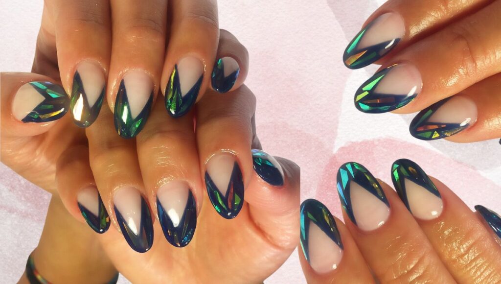 15 Glass French Manicures, The Futuristic Twist on a Timeless Classic